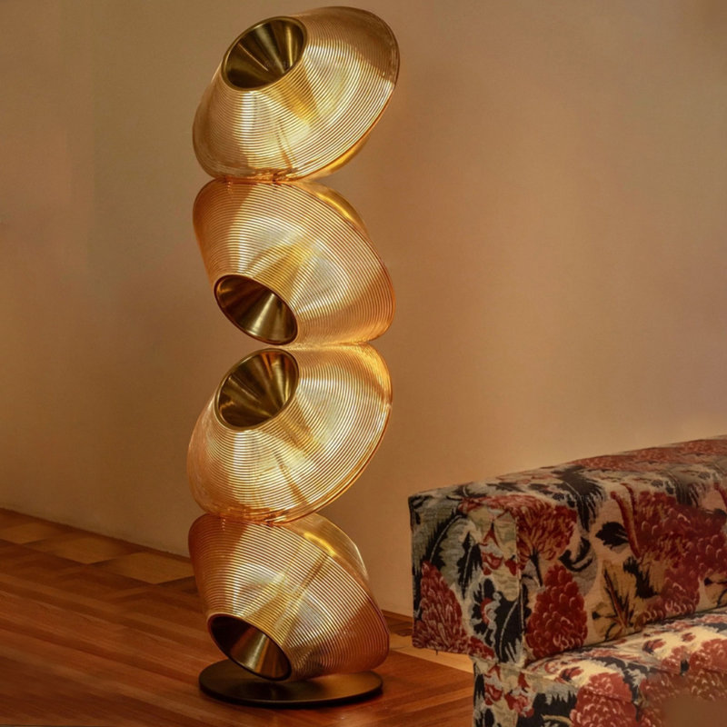 Black+Gold Metals + Resin Free form Floor Lamps