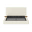 Structure de lit grand tapissier avec table d'appoint coulissante réglable, tête de lit à coussin en velours côtelé 8,7 po, facile à assembler, blanc crème-2129770087-2129770104