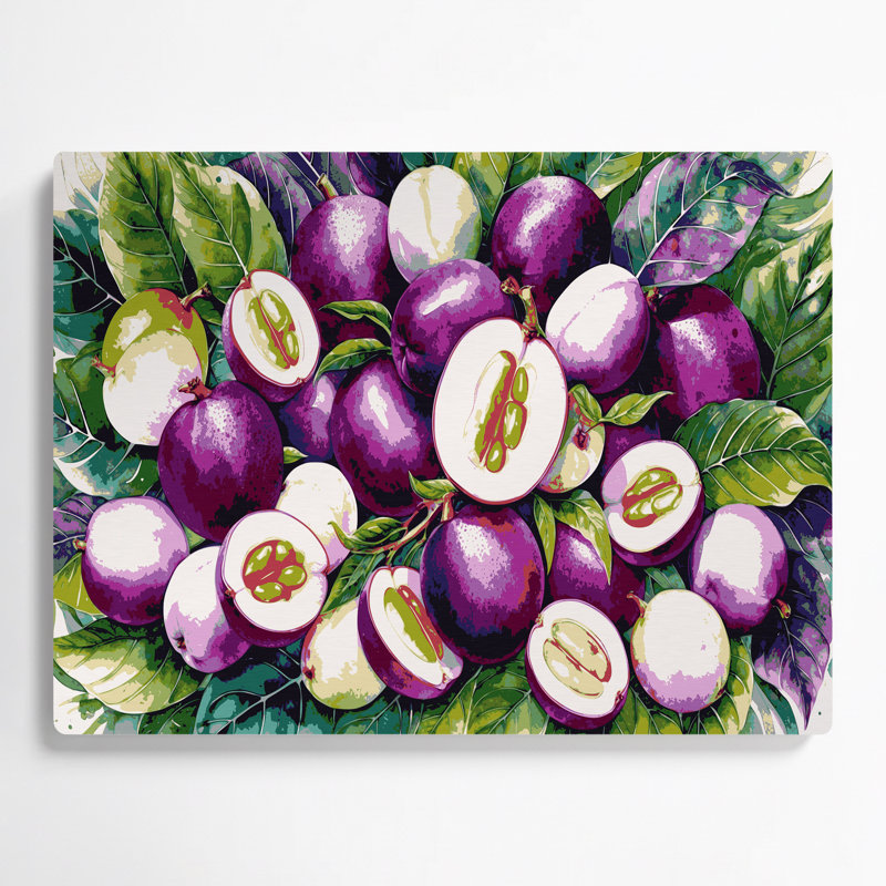 Fruit, mangoustan brun, art mural en métal, H 20 po x l 24 po