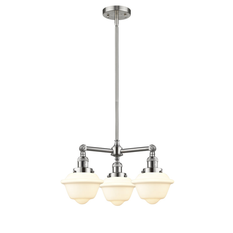 Baptiste 3 - Light Dimmable Classic / Traditional Chandelier, Matte White, 6 Watt Vintage LED Bulb, Polished Nickel