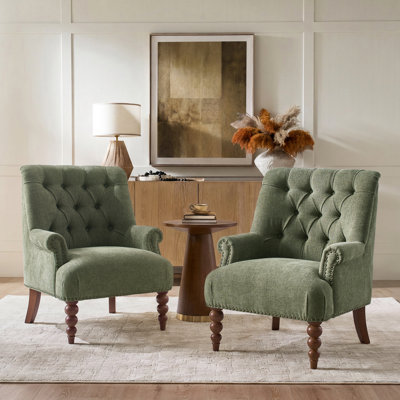 Plath 31"W Transitional Floral Rolled Arm Chair with Nailhead Trim