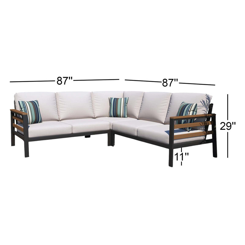 Ensemble de conversation modulaire d'extérieur Townsend pour 5 personnes avec coussins Sunbrella, Brun