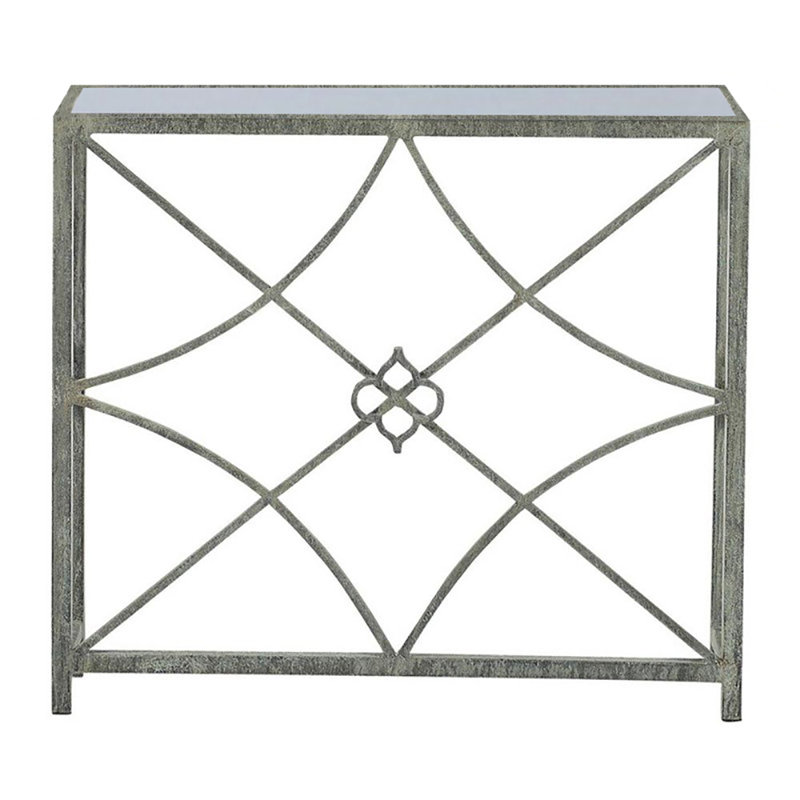 37" Console Table, Carrera Marble, White/Gray/Blue/Rust