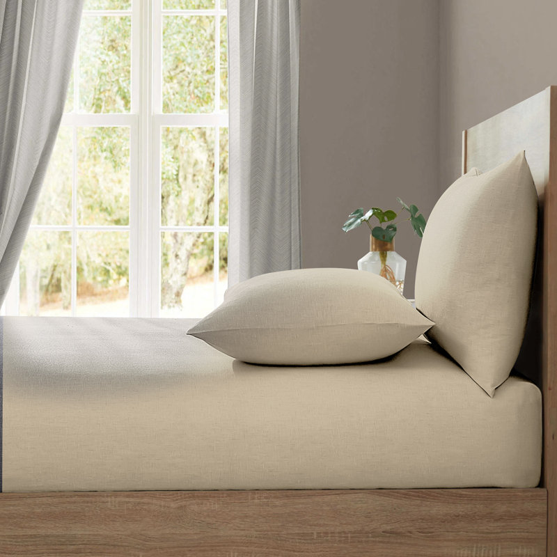 Cotton Blend Percale Fitted Sheet, Single (3'), Cream