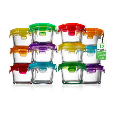  24-Piece (12 Glass Food Storage Containers And 12 Lids), 4.48Oz Mini Stackable Meal Prep Round Containers - Microwave, Freezer, & Dishwasher Safe For Baby Food, Snacks, Fruits, Nuts & More