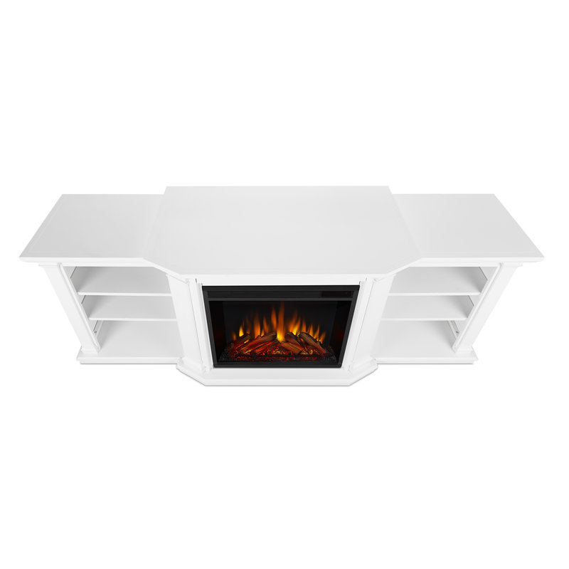 Valmont 74'' TV Stand with Fireplace, White