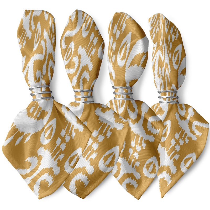 Cerrissa Polyester Ikat Square Napkin, Yellow
