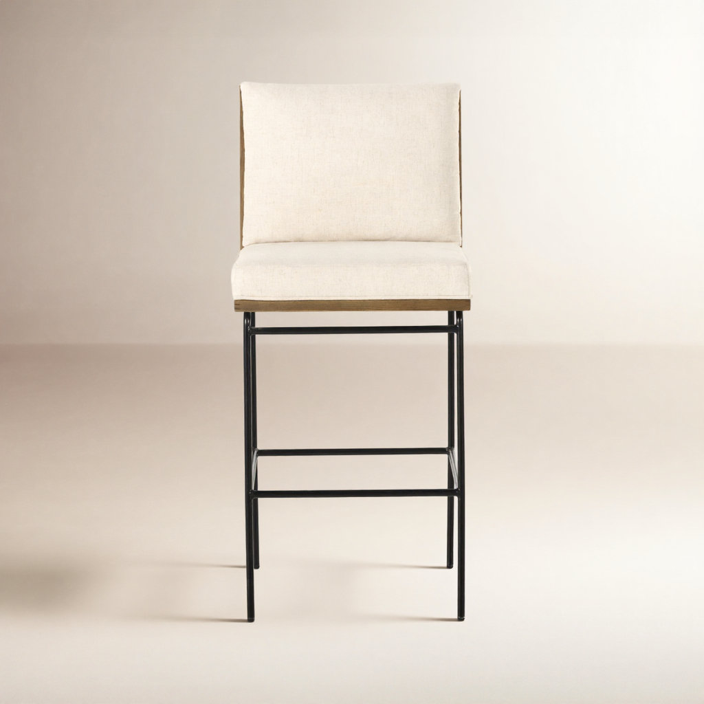 Julep Upholstered Stool, Bar Stool (30" Seat Height), Savile Flax