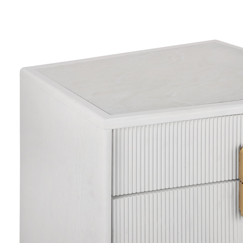 Table de chevet moderne et robuste avec rangements intégrés, 2 tiroirs, base épaisse, blanche. Parfait pour le salon, la chambre ou l'entrée.