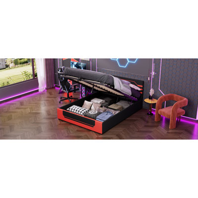 Plateforme tapissée de grands lits avec rangement, style de jeu moderne pour la maison