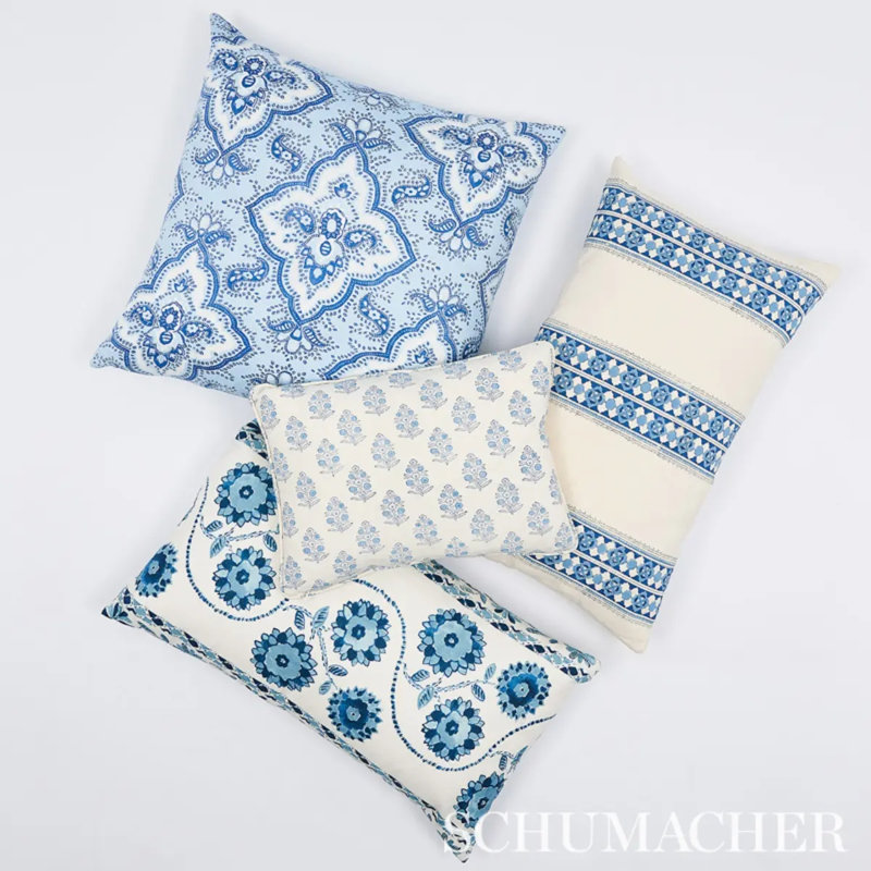 Amalia Medallion Handmade Print Fabric, Blue