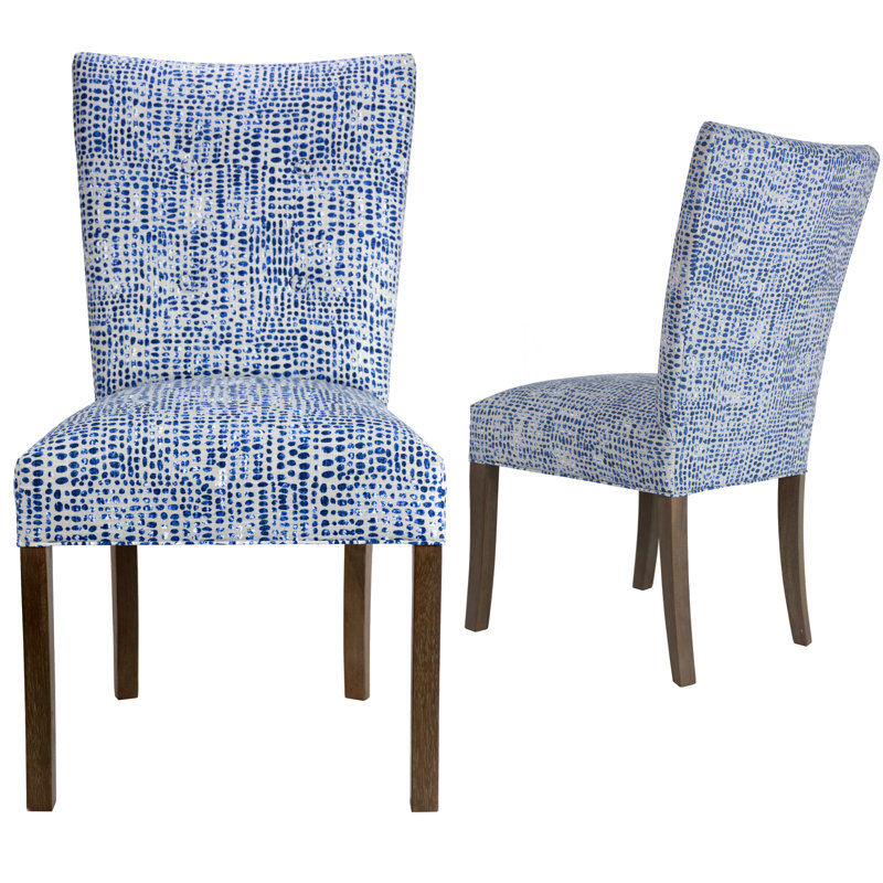 Chaise d'appoint capitonnée Toledo, Bleu / blanc