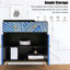 Armoire de salle de bain laquée noire + bleue - 2 portes, 1 tiroir, tiroir d'apparence de tablette réglable avec pour l'espace organisé