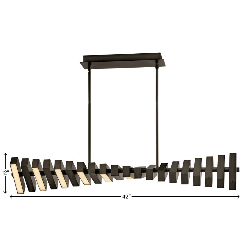 1 - Light Kitchen Island Rectangle Chandelier, Painted Black Oxide