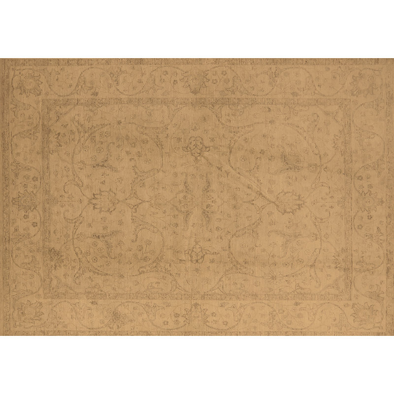 Tapis oriental brun / gris en laine et polyester tissé à la machine Rackerby, Carré 5 pi