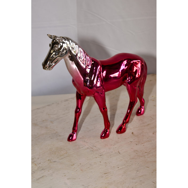 Statue de cheval de confiance en chrome ombré rose Wibbe 12 po x 3 po x H 10 po