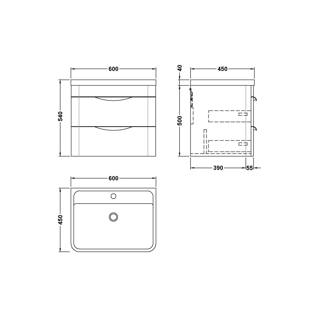 Parade 600mm Single Bathroom Vanity with Integrated Polymarble Basin