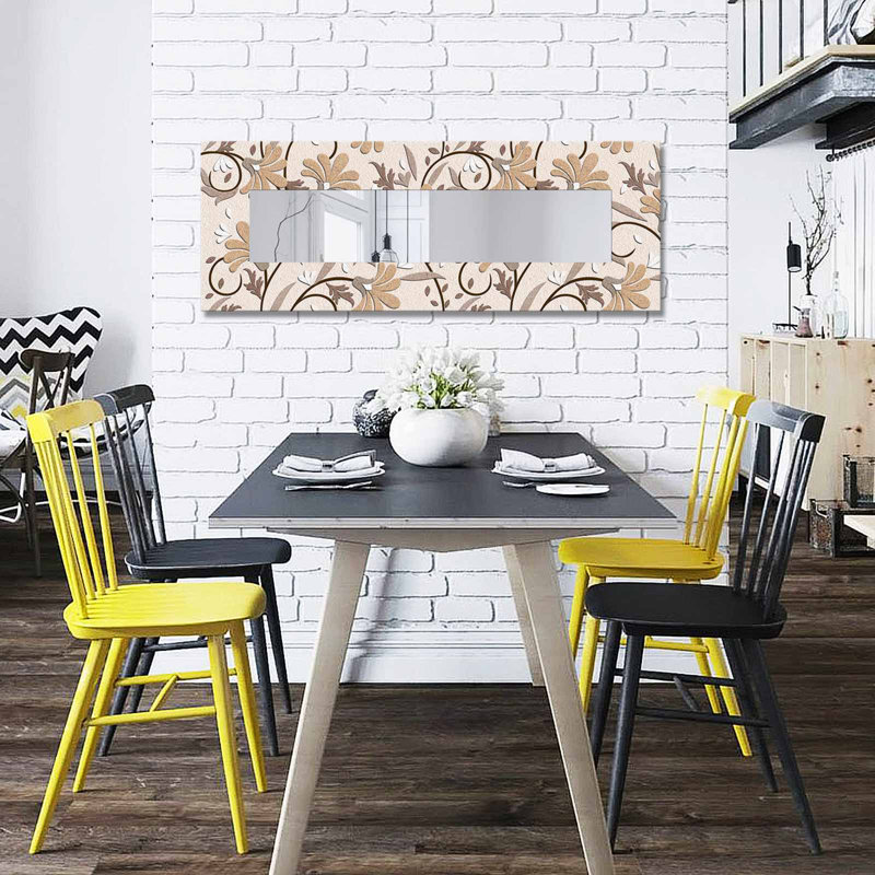 Elegant Decorative Mirror with Wooden Frame, 15.7 x 47.2 Inches | 100% Canvas on MDF, Thickness: 0.12 Inches | Real Mirror Size: 7.9 x 39.4 Inches | Stylish Wall Art for Living Room, Bedroom & Entryway