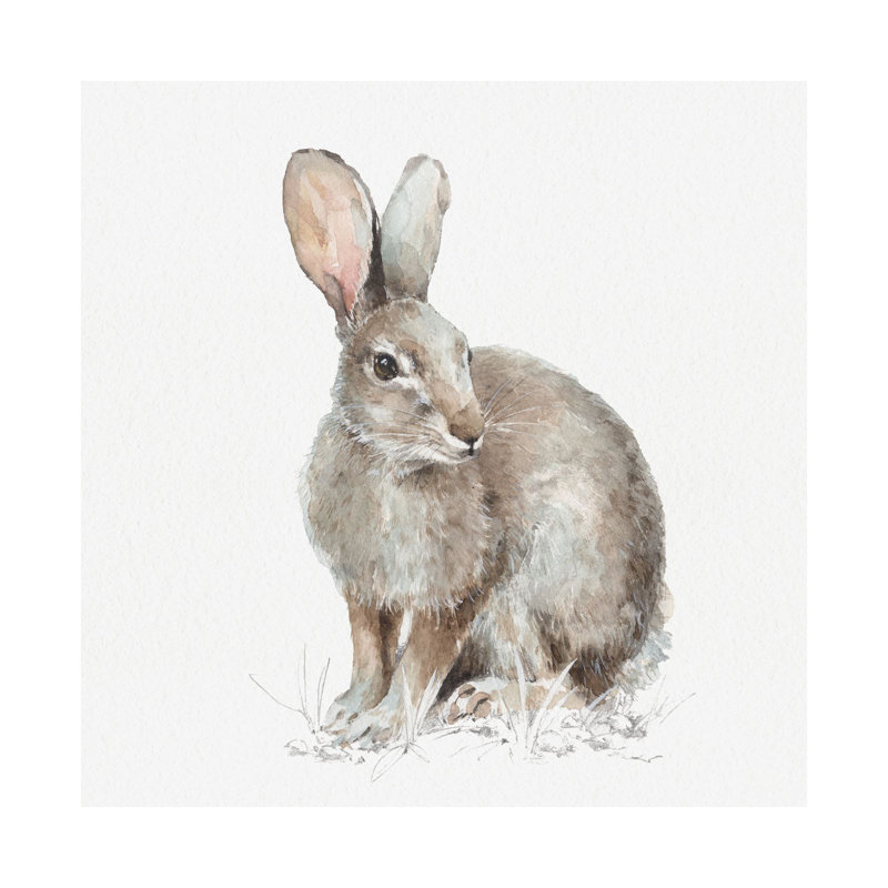 «Forest Friends VIII (Hare)» par Lisa Audit, toile texturée embelée à la main, H 41 po x l 41 po x P 3 po