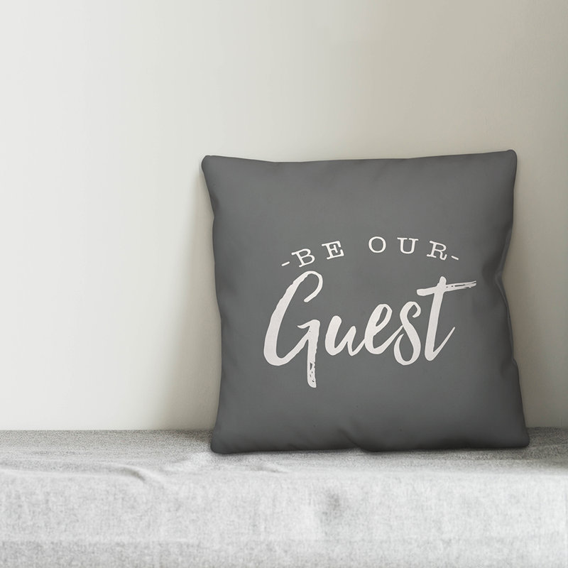 Textual Outdoor Throw Pillow, Gray/White, 16" H x 16" W