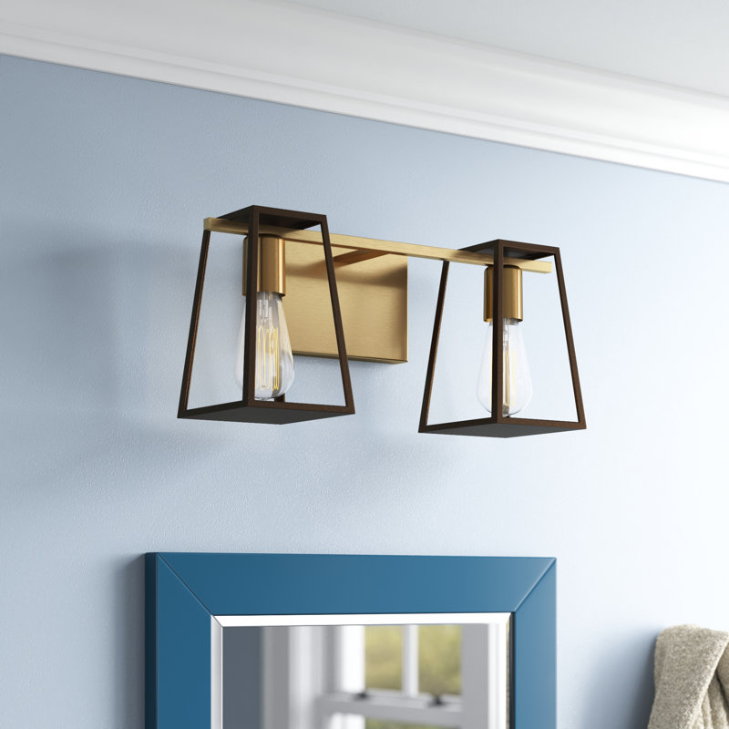 Filmore Two-Light Bath Open Cage Vanity Fixture, Oil Rubbed Bronze/Heritage Brass