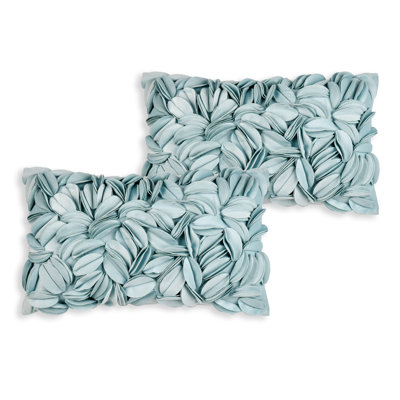 3D Floral Decorative Velvet Polyester Fiber Fill Indoor Throw Pillow Cover With Insert Set (Set Of 2)
