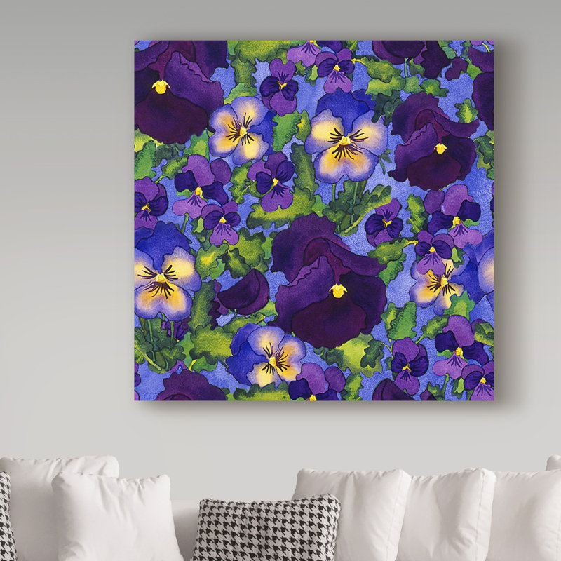 «Fertile Rising Pattern Pansies» par Taryn, reproduction d'art sur toile tendue, H 14 po x l 14 po