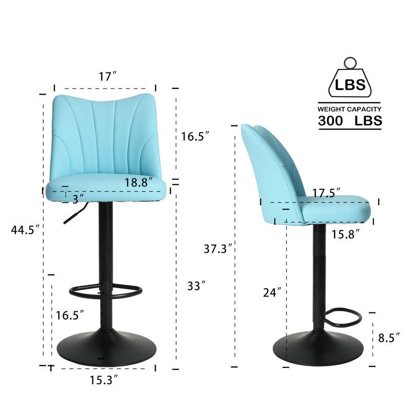 Stylish Set Of 2 Swivel Bar Stools For Seating Experience, Blue