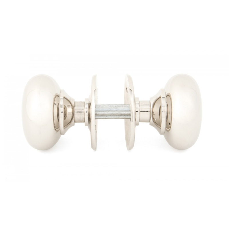 Mushroom Mortice/Rim Knob Set, Polished Nickel