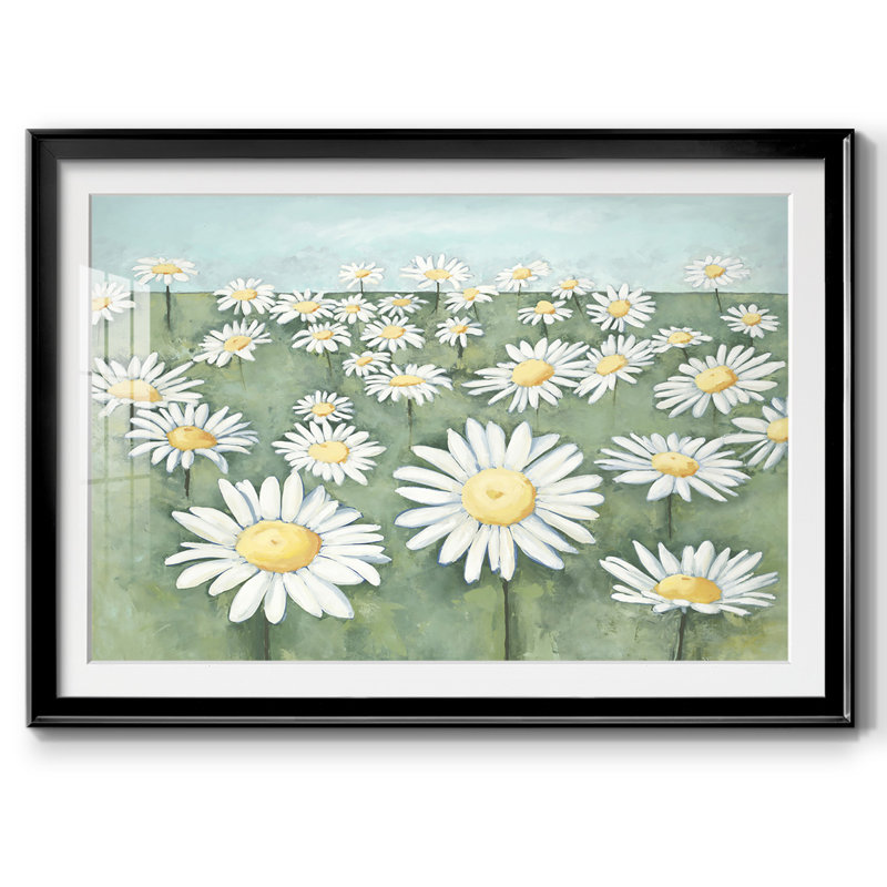 Champ de fleurs encadré sur papier, Noir, H 27 po x l 39 po x P 1,5 po