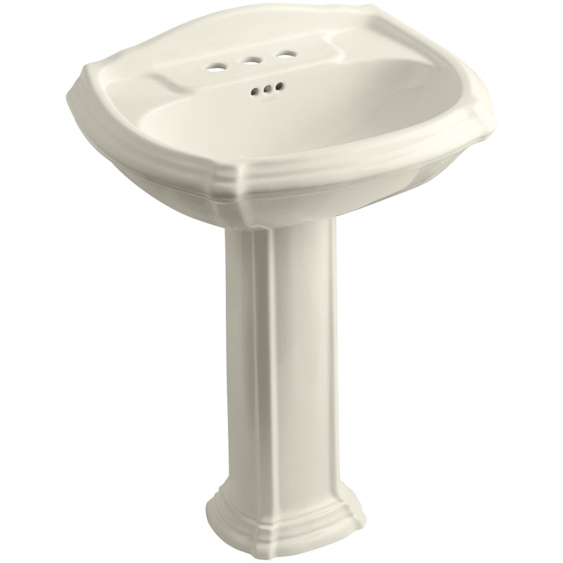 lavabo de salle de bain avec trop-plein 27" en céramique Portrait®, Amande, Centres de 4 po