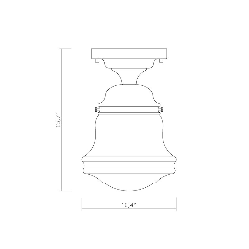 Plafonnier semi-encastré 1 lumière Aelynn, H 15,75 po x l 10,5 po, Laiton héritage