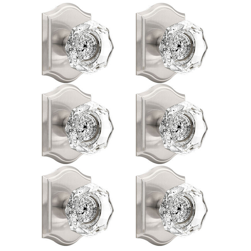 Boutons de porte en cristal, Nickel brossé, Intimité (lit et salle de bain)