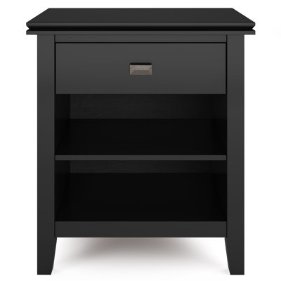 Artisan 24"W Solid Wood Contemporary Nightstand with 1 Drawer, Open Shelf Storage and Bronze Knobs