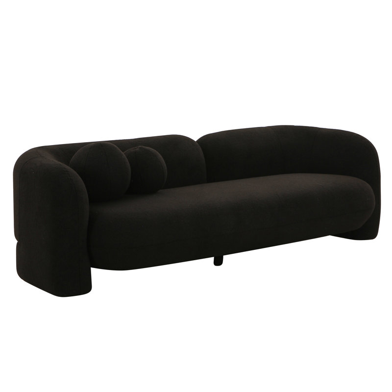 Tov Furniture Amelie Black Faux Fur Sofa, Black Faux Fur