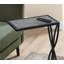 Table d'appoint, en forme de C, bout, côté, collation, stratifié gris, métal noir, contemporain, moderne