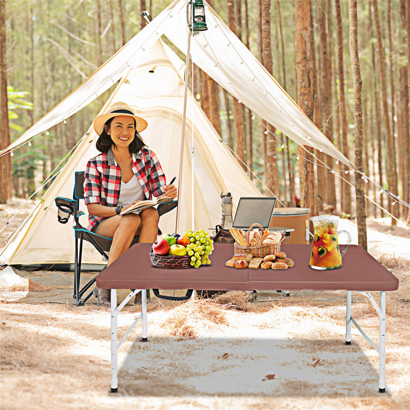 Table de camping portable pliante, Brun