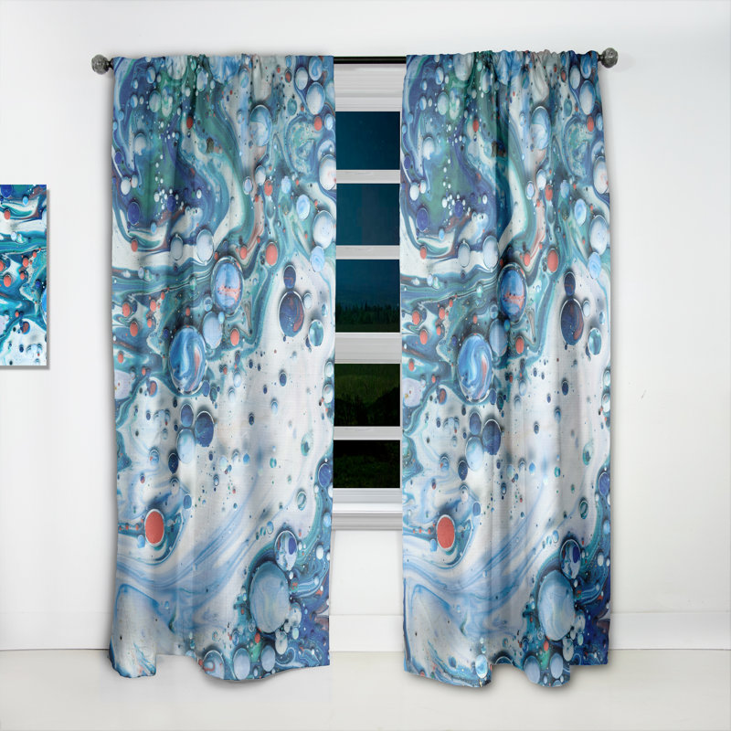 Rideau géométrique abstrait bleu luxe XXL - velours obscurcissant - 1 panneau, L 52 po x L 120 po