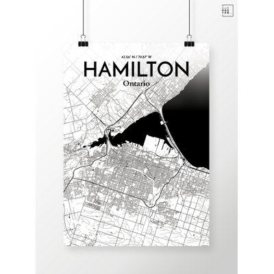 « hamilton city map », reproduction d’impression sur affiche à motif encre