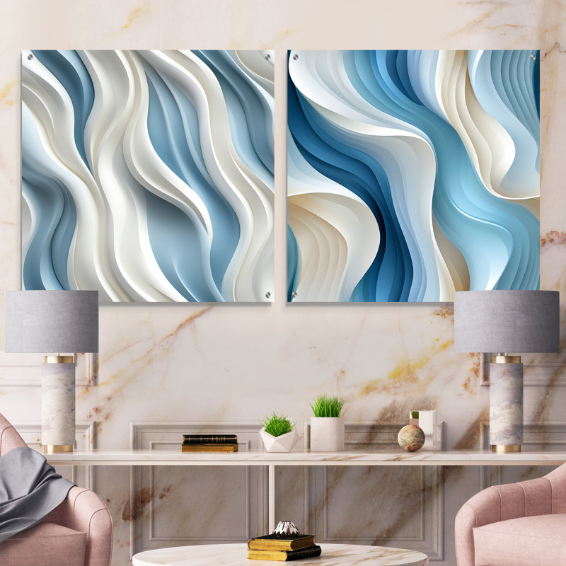 Crandale - Ensemble de 2 peintures murales abstraites en acrylique, H 16 po x l 33 po