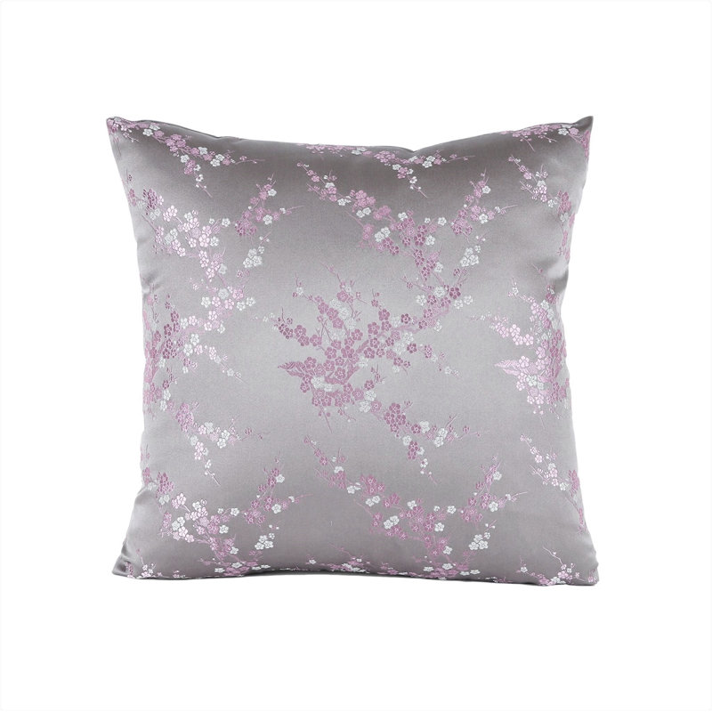 Coussin Brocade, fleur de cerisier gris