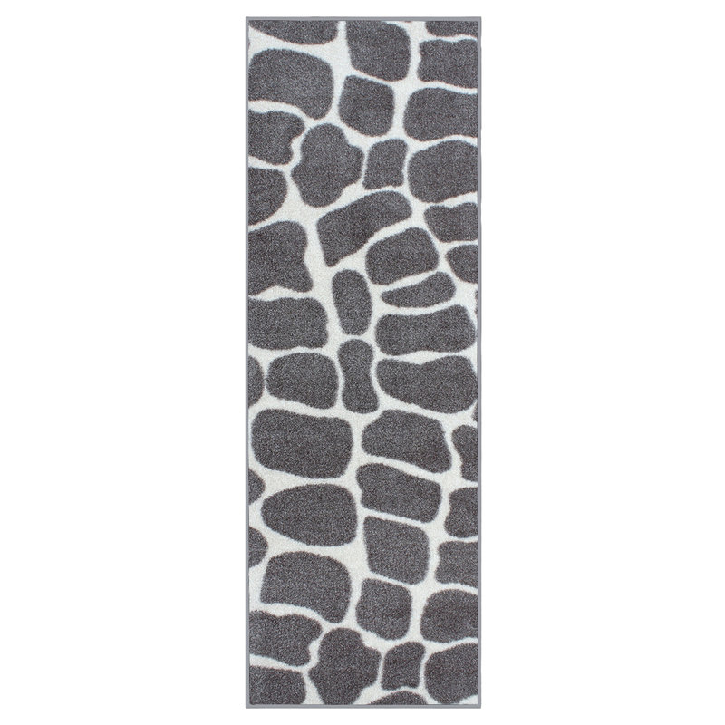 Tapis gris clair à imprimé animalier Chaima, Tapis de couloir 4 pi x 26 pi