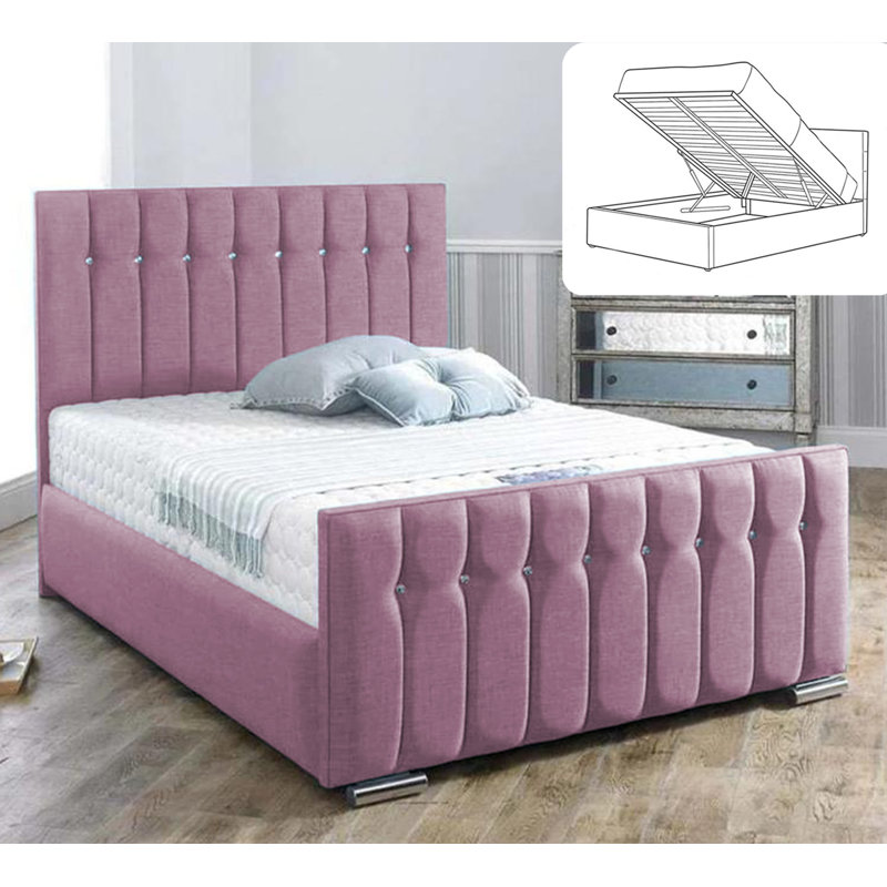Upholstered Ottoman Storage Bed, Single (3'), Lilac