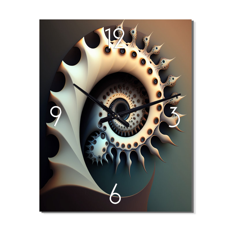 Monochromes Fractal Beauty II - Très grandes horloges murales géométriques modernes, H 28 po x l 12 po x P 1 po