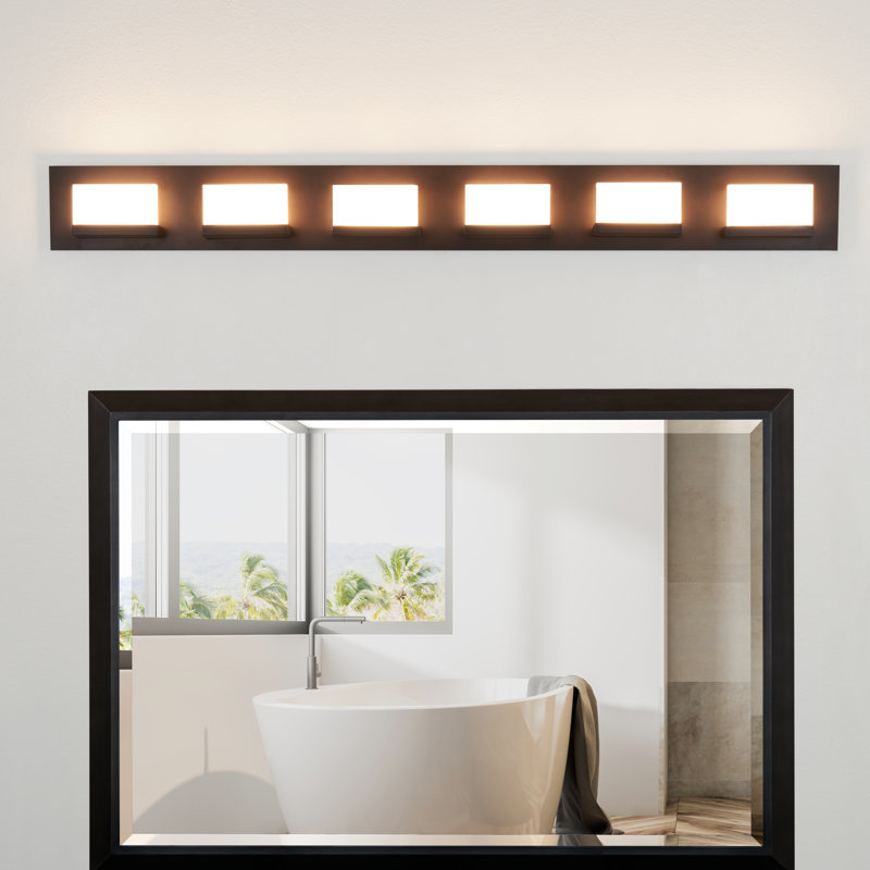 Éclairage pour salle de bain à DEL en bronze huilé à intensité variable à 6 lumières Aianna
