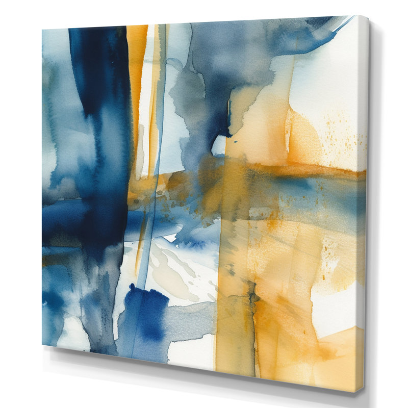 «Blue and Gold Fusion V», reproduction sur toile, H 30 po x l 40 po x P 1,5 po, Toile tendue