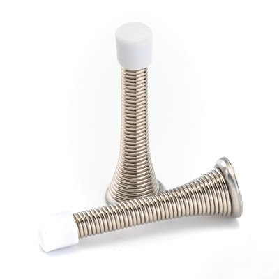 Door Stoppers Stainless Steel Heavy Duty Screw-In Baseboard, Pack Of 2, Flexible 3 In Rubber Bumper Wall Mounted Security Door Stop.