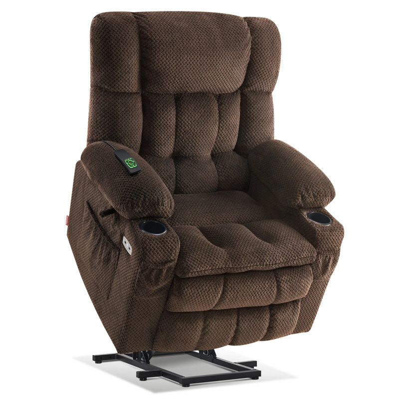 Dual Motor Power Recliner Lift Chair with Massage and Heat, Infinite Position, Fabric Upholstered, Coffee 100% Polyester