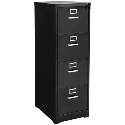 4 Drawer Vertical Metal Filing Storage Cabinet, Lock Included, Adjustable Rod For Hanging A4/Letter Folders, Construction, Stable Design A4/Letter/Legal Files, High - Strength Tracks, Construction