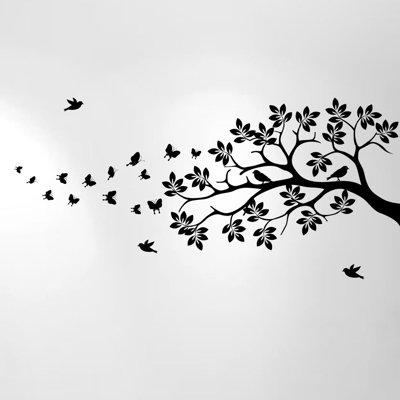 Décalcomanie murale en vinyle arbre à oiseaux